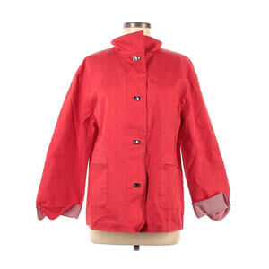 TALBOTS 100% Cotton Red Candy Stripe Lined Button Jacket Women's Size M